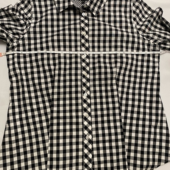 Talbots Black and White Gingham button down shirt Size 12 petite - Picture 7 of 13